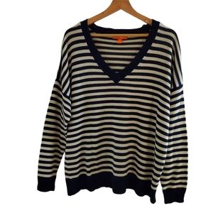 Joe Fresh Striped V-Neck Sweater lrg